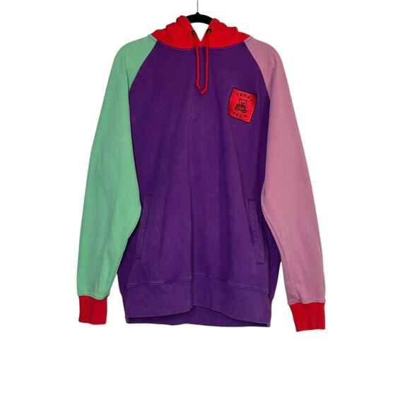 Teddy Fresh Colorful Colorblock Hoodie Sweatshirt size Large - Picture 6 of 9